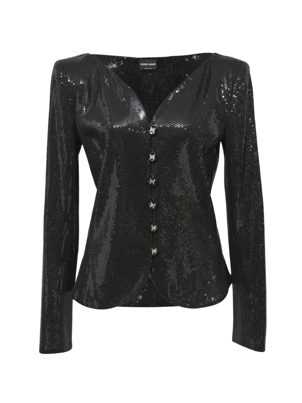 Giorgio Armani Pre-Owned sequinned butterfly-button jacket - Nero