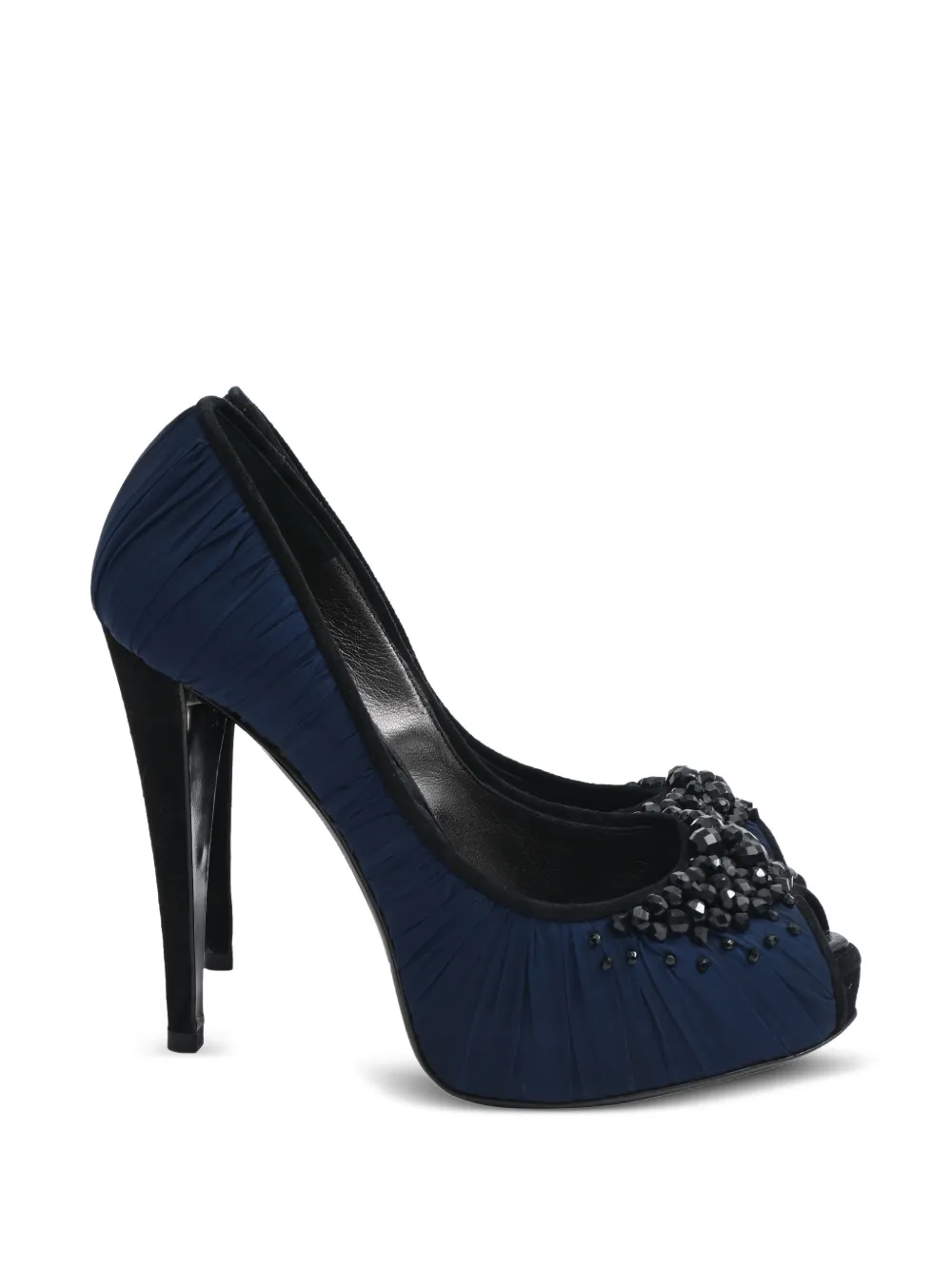 Giorgio Armani Pre-Owned crystal-embellished peep-toe pumps - Blu