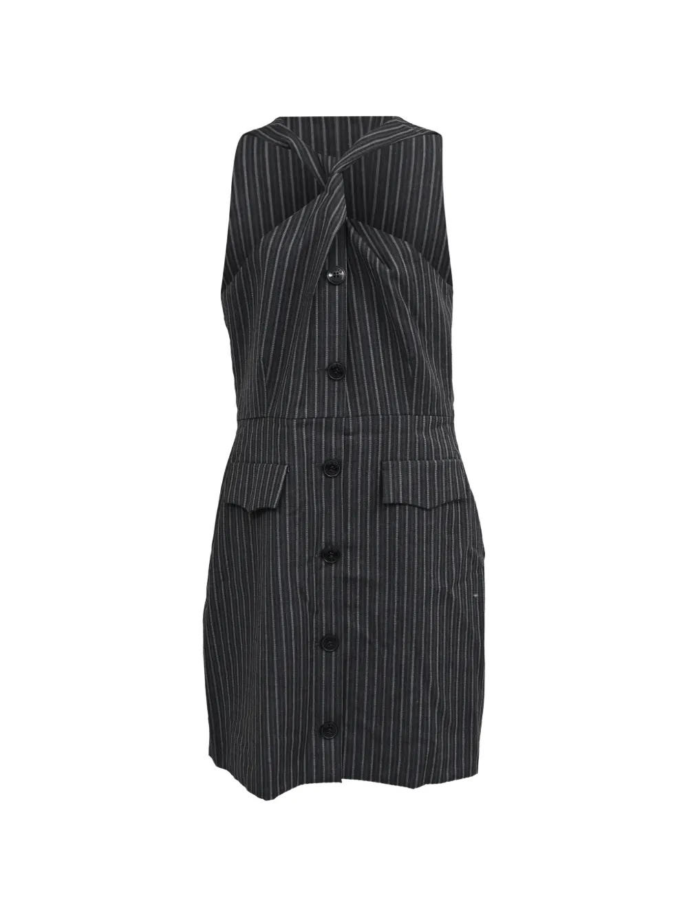 GANNI twist-front jacquard mini dress - Grigio