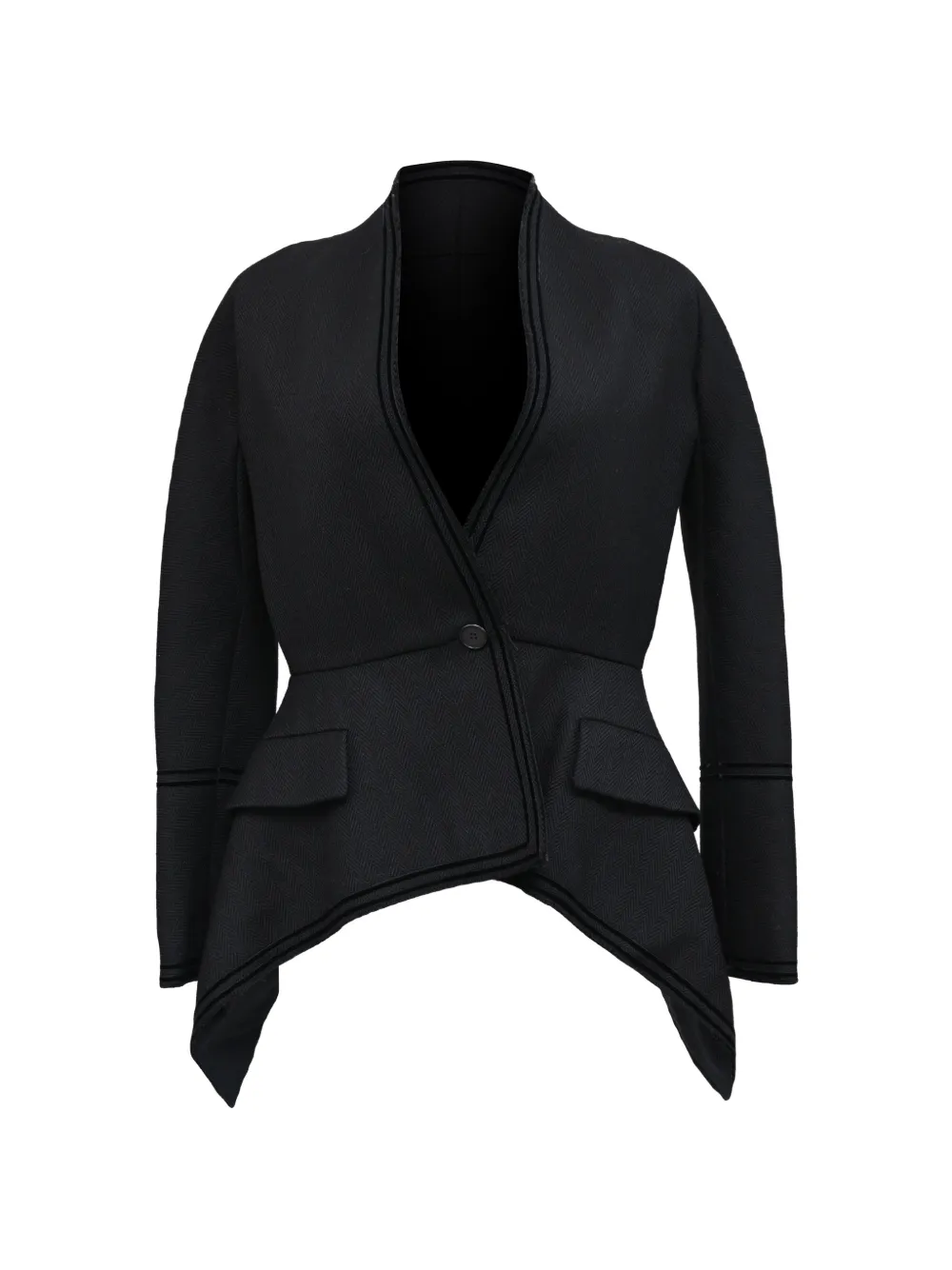Givenchy Pre-Owned raw-edge peplum-hem fitted jacket - Nero
