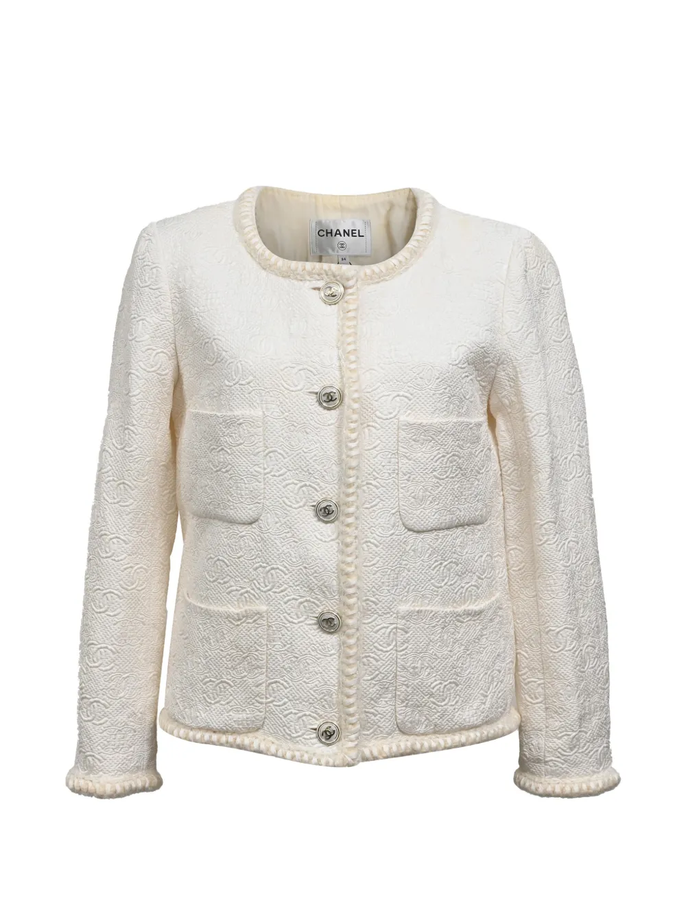 CHANEL Pre-Owned 2021 Le Château des Dames logo tweed jacket - Toni neutri