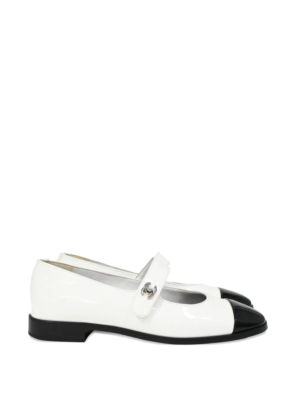 CHANEL Pre-Owned CC Mary Jane leather ballet flats - Bianco