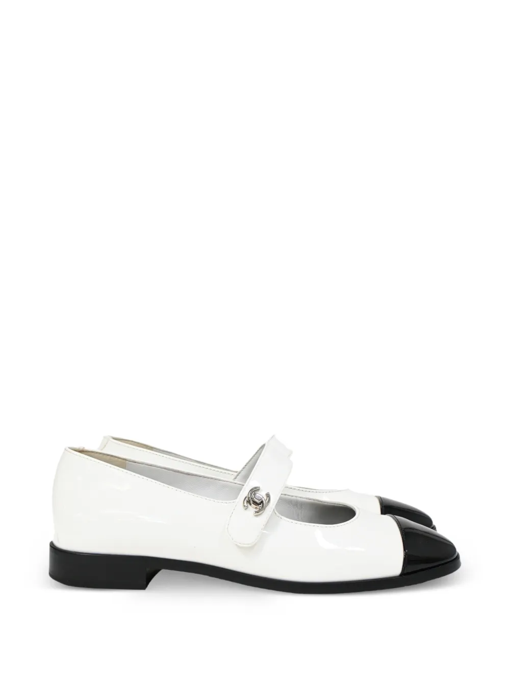 CHANEL Pre-Owned CC Mary Jane leather ballet flats - Weiß