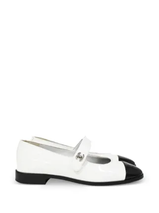 CHANEL Pre-Owned CC Mary Jane Leather Ballet Flats | White