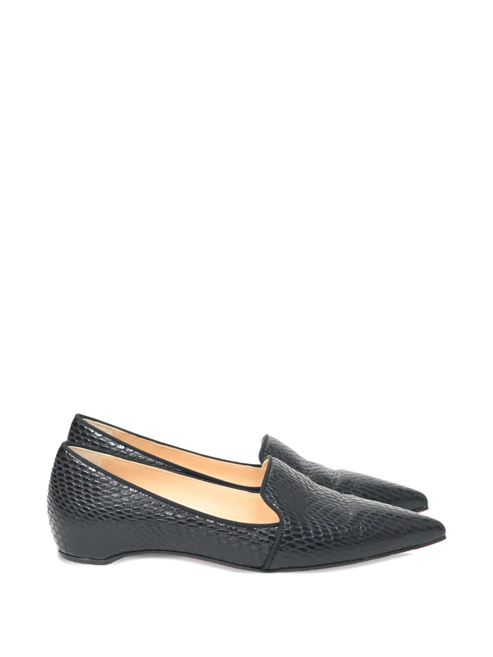 Christian Louboutin Pre-Owned Kashasha lizard-embossed ballet flats - Nero