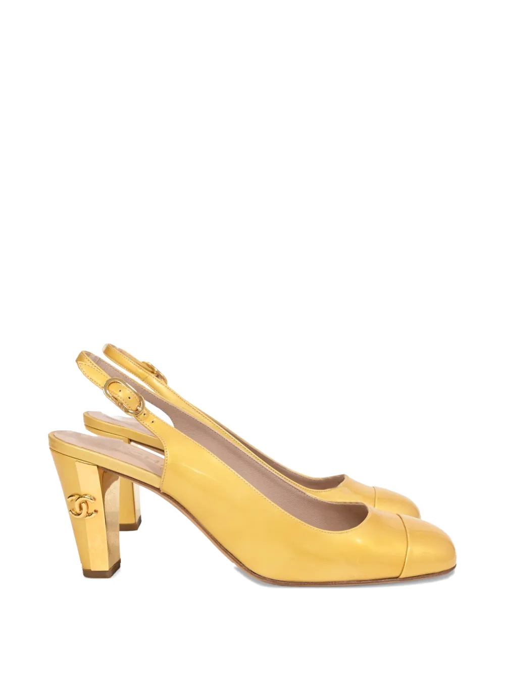 CHANEL Pre-Owned CC slingback pumps - Giallo