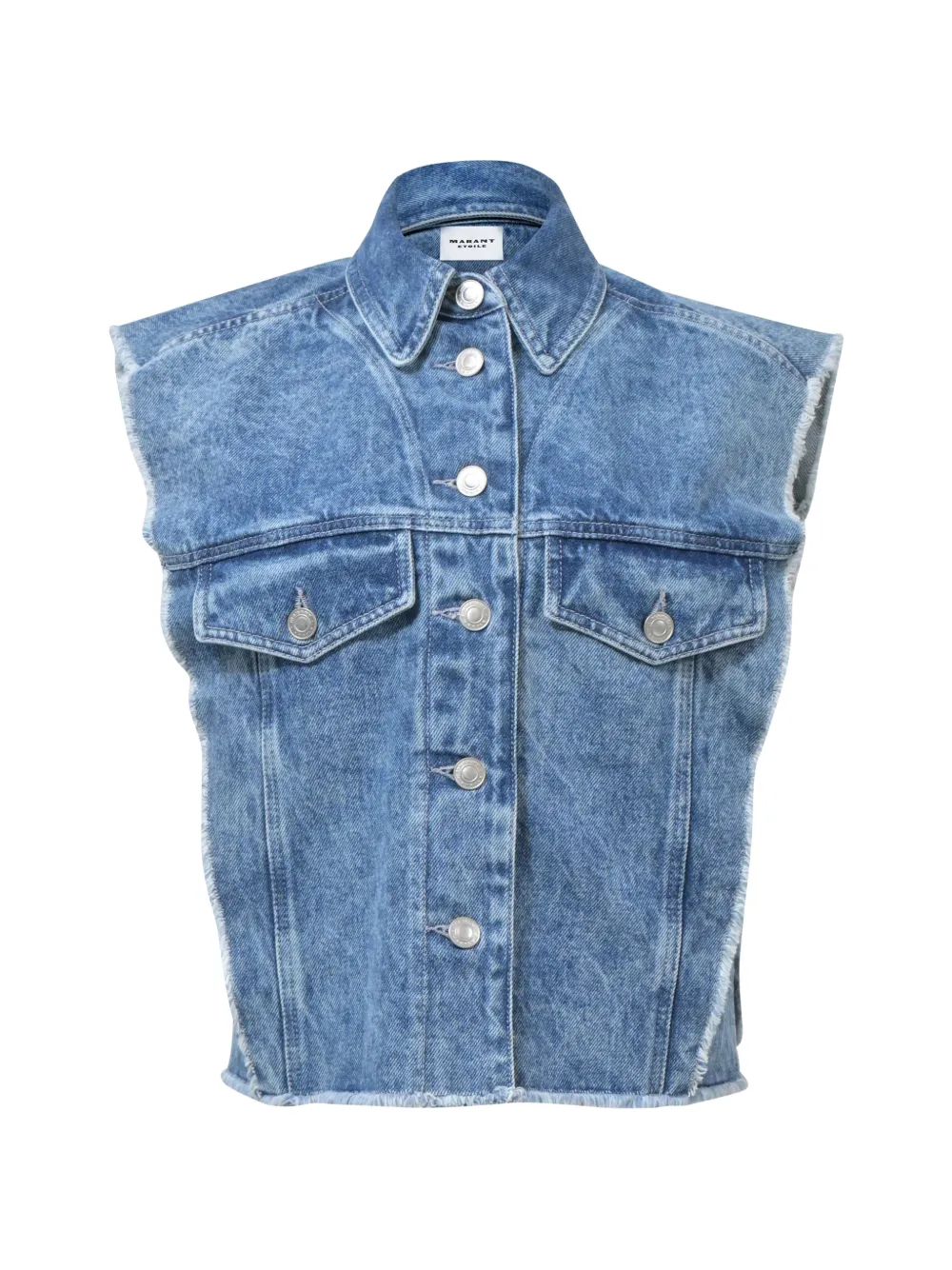 MARANT ÉTOILE buttoned frayed denim vest - Blu