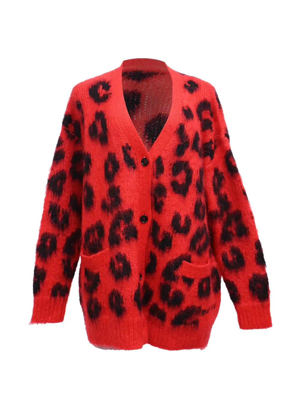 Miu Miu Pre-Owned leopard-print buttoned cardigan - Rosso