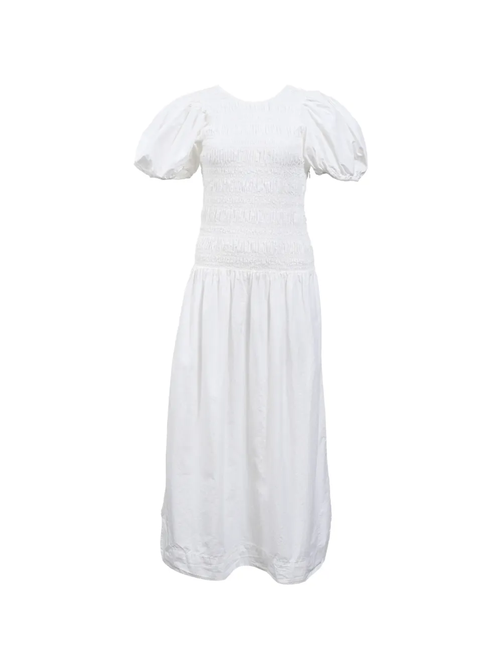 GANNI smocked midi dress - Bianco