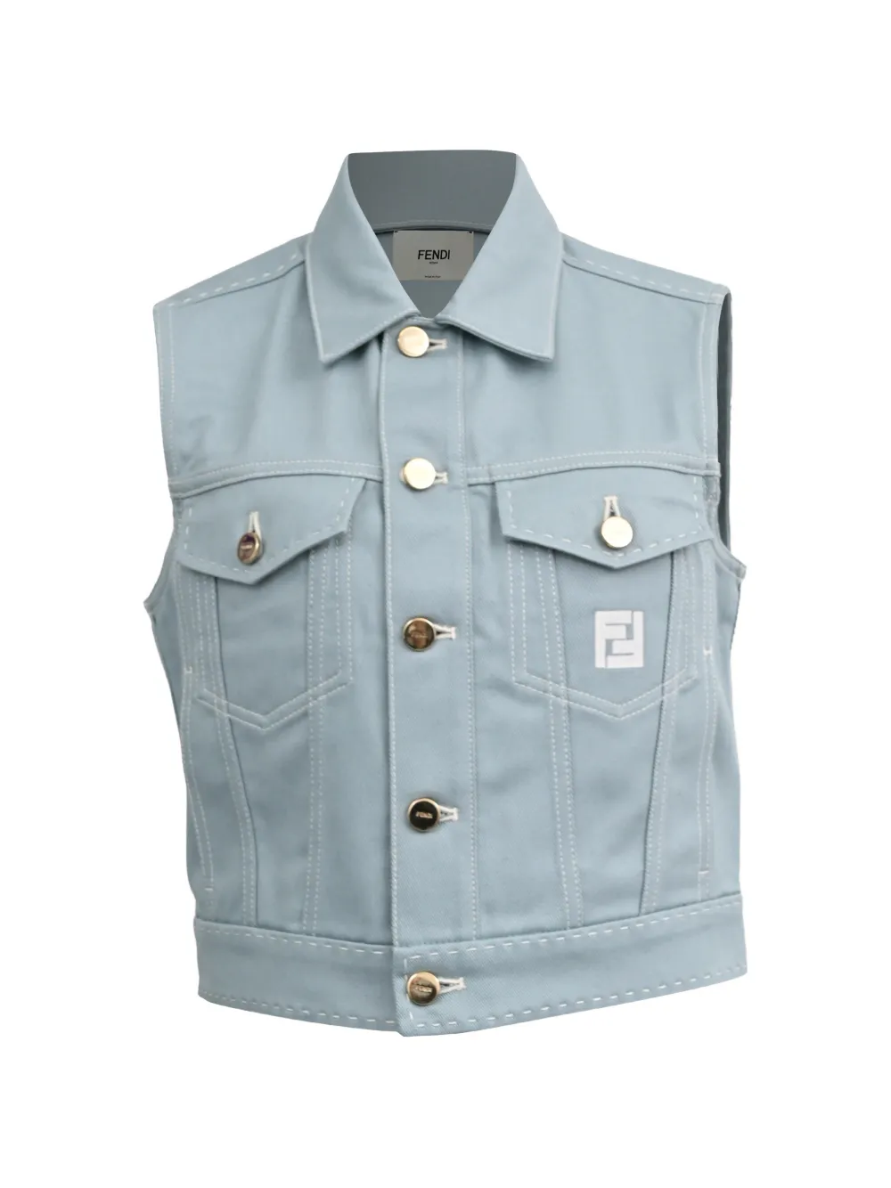 Fendi Pre-Owned 2024 logo-embroidered gilet - Blu