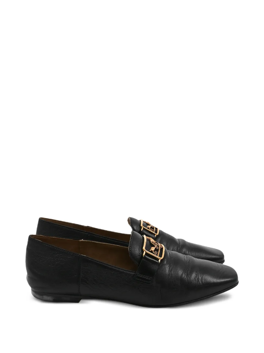 Hermès Pre-Owned plaque-embellished flat shoes - Nero