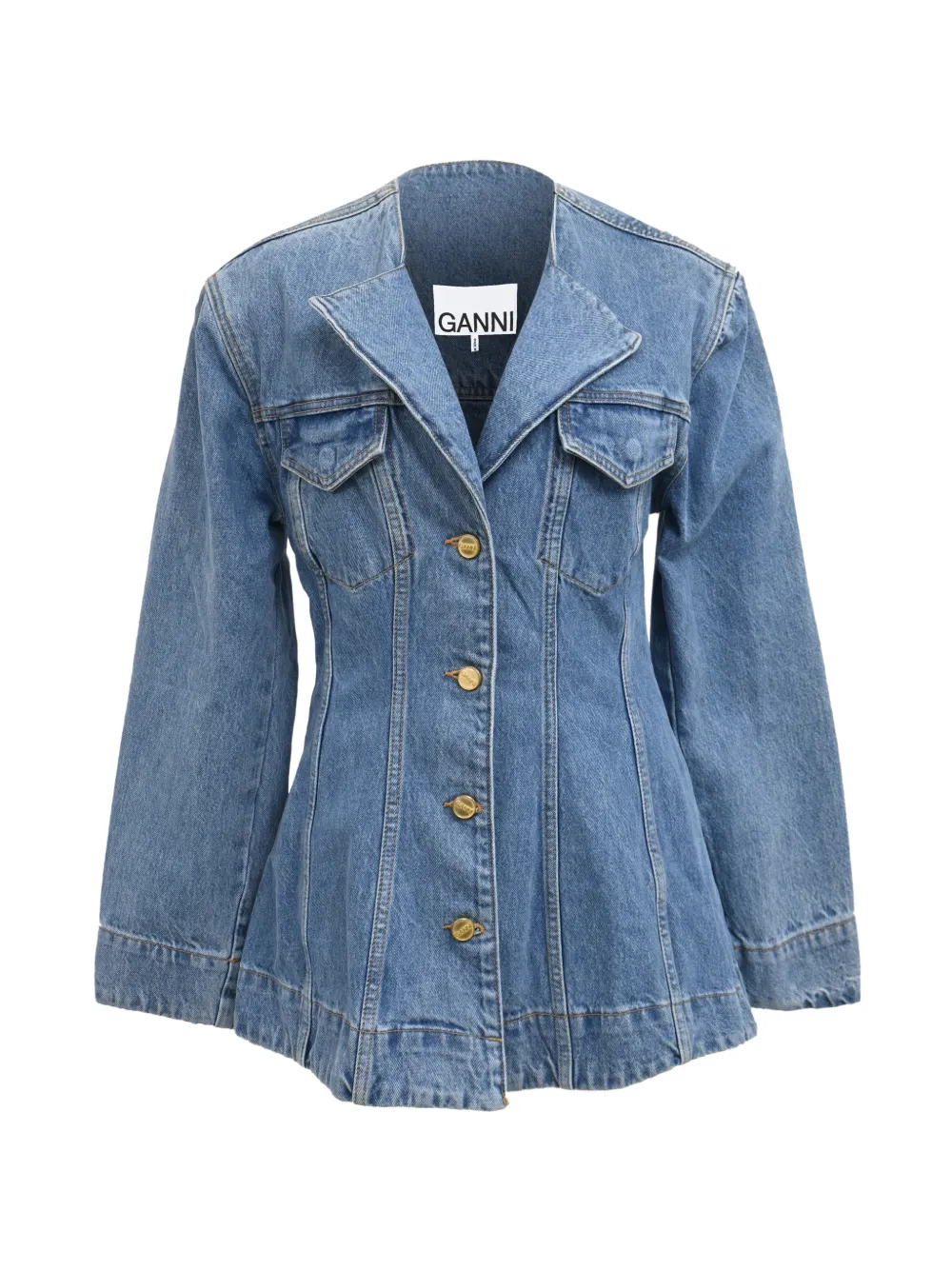 GANNI panelled denim blazer - Blu