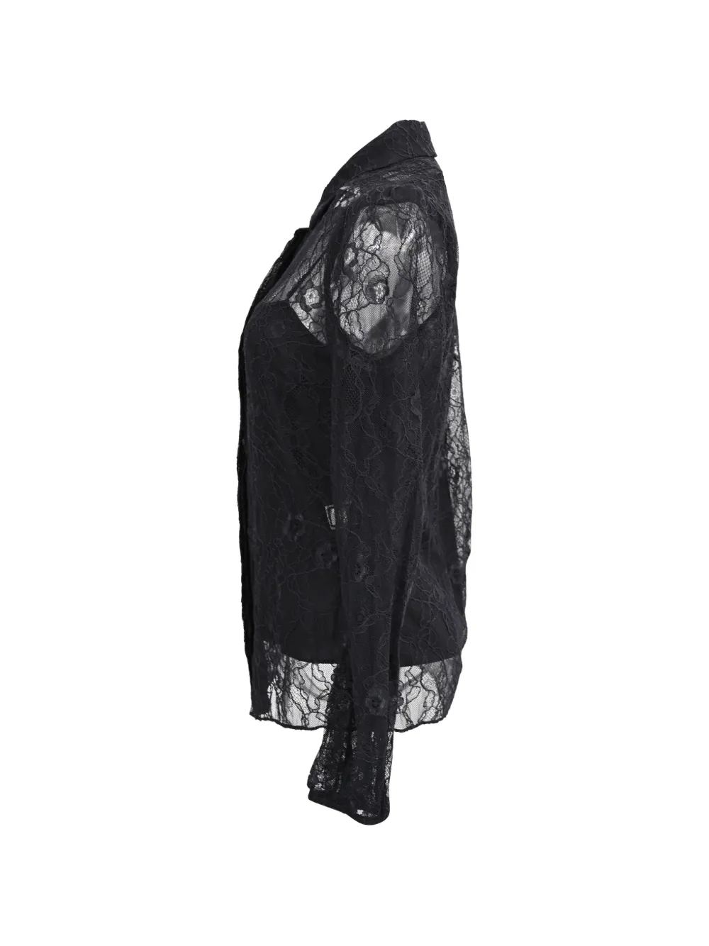  Dvf Diane Von Furstenberg Mariah Lace Shirt - Black 