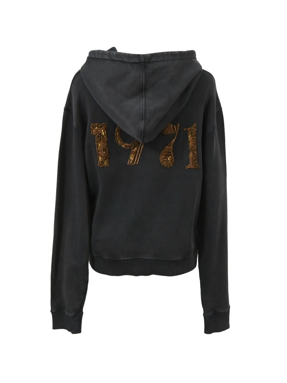 サンローランパリ　霜降りヴィンテージ加工1971ロゴジップパーカー 17aw美品 Saint Laurent Pre-Owned 1971 デコラティブ パーカー | ブラック