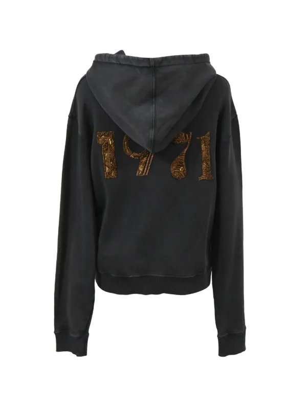 Saint Laurent Pre-Owned 1971 Embellished Hoodie | Black | FARFETCH PL