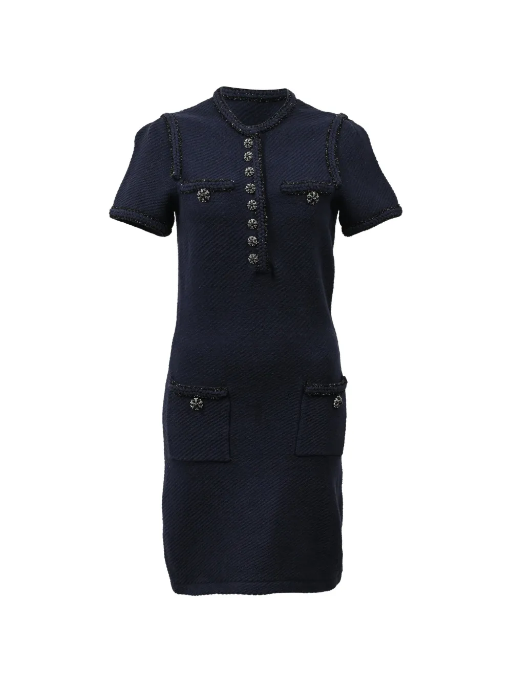 Self-Portrait metallic-trim knitted dress - Blu