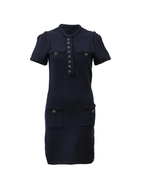 Self-Portrait metallic-trim knitted dress