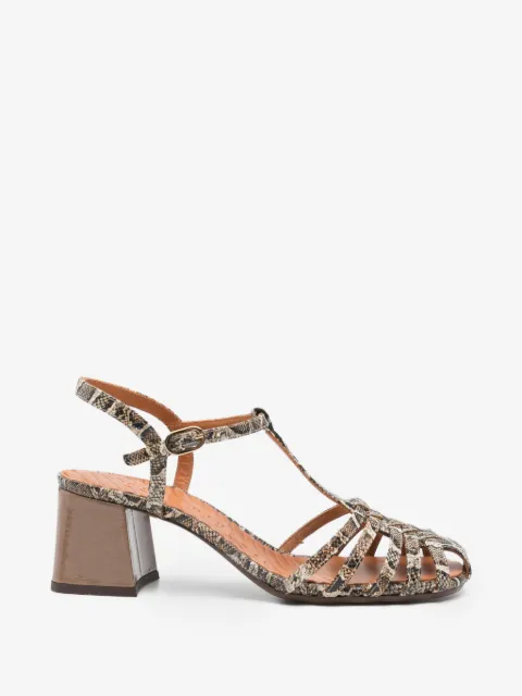 Chie Mihara T-strap snake-print pumps