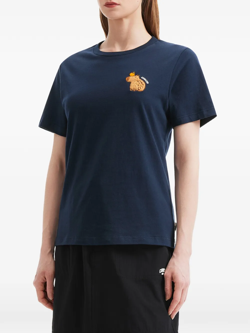  Chocoolate Embroidered-detail Cotton T-shirt - Blue 