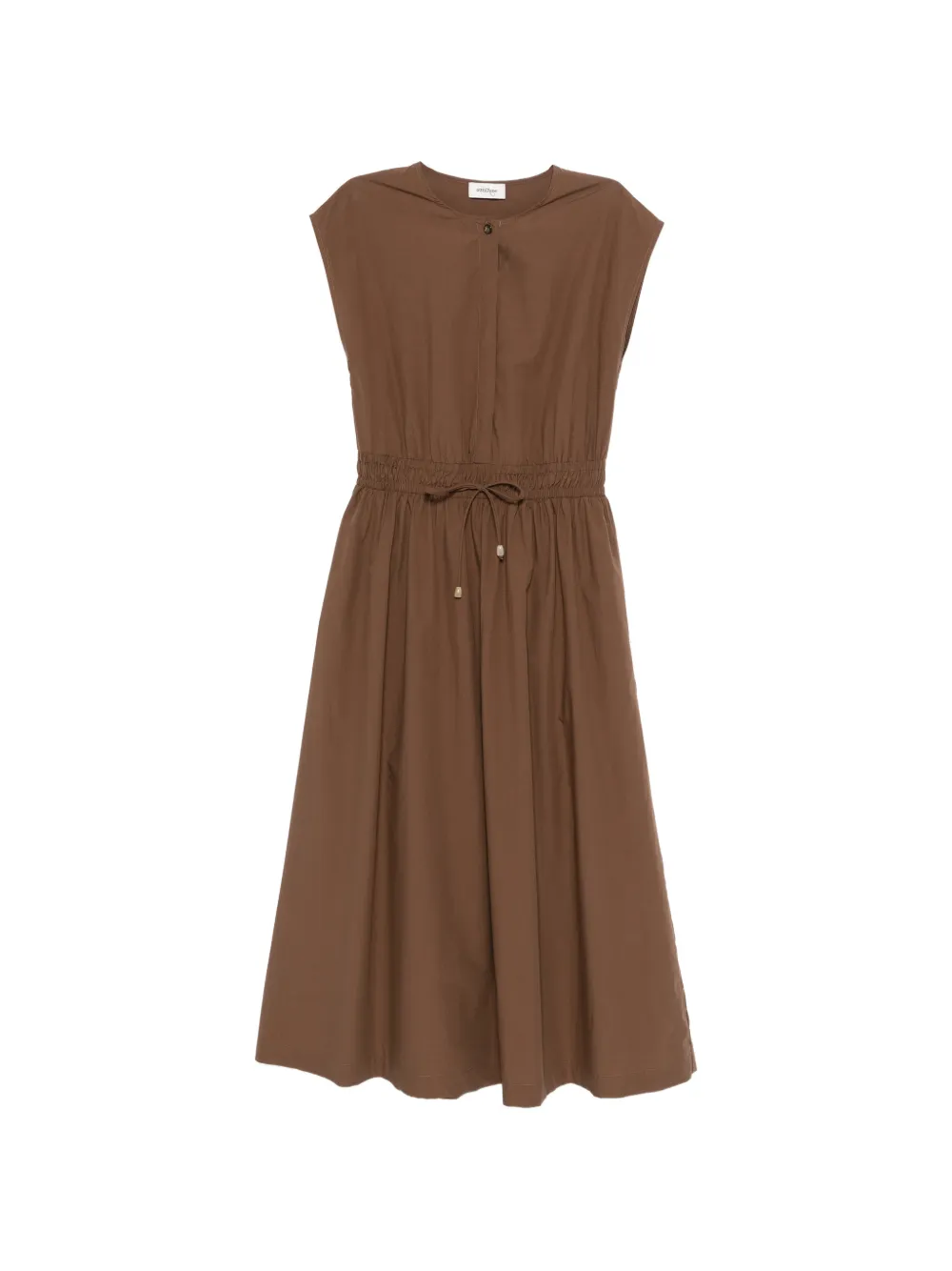 Ottod'ame Drawstring Sleeveless Maxi Dress In Brown