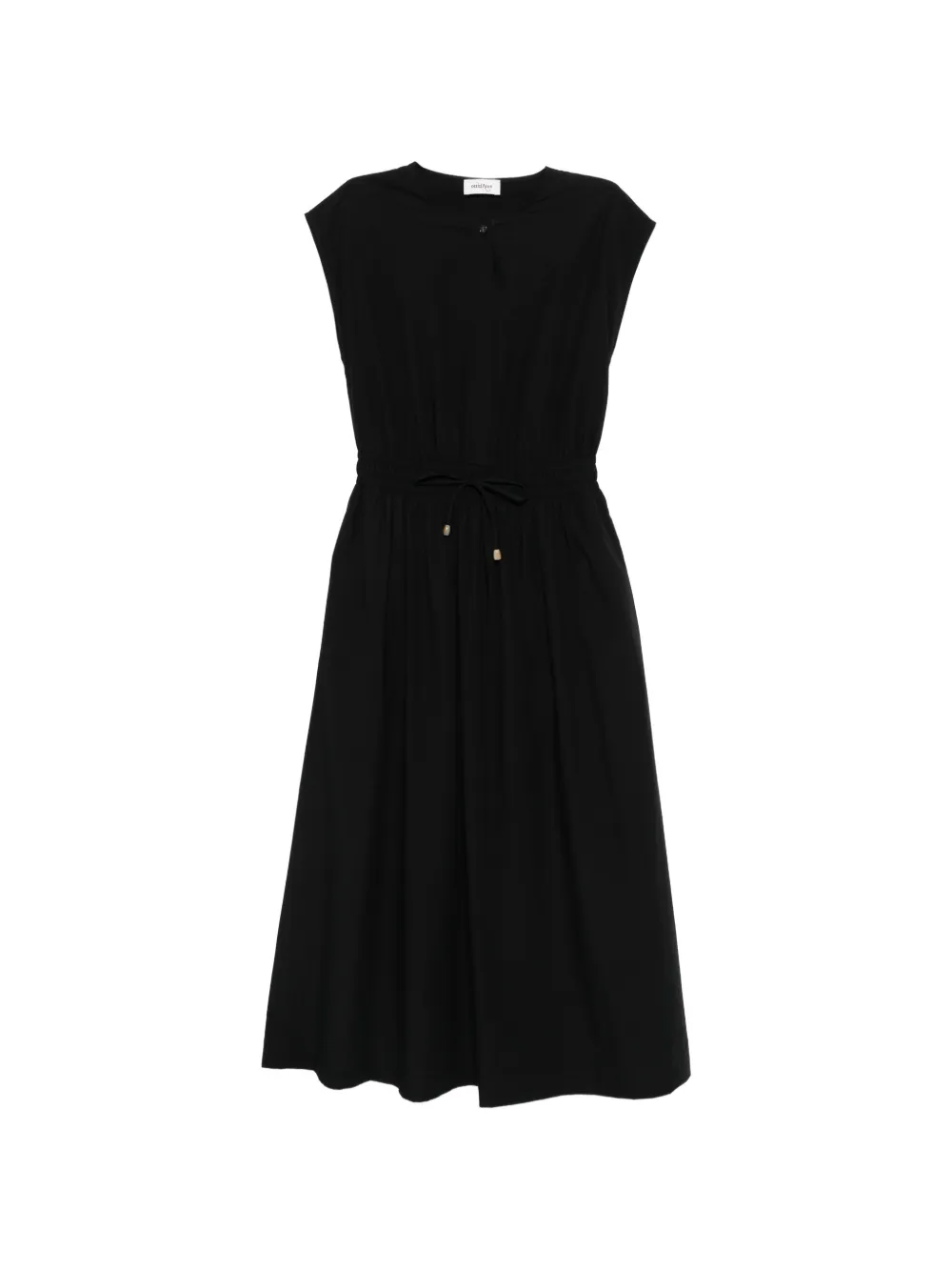 Ottod'ame Drawstring Sleeveles Midi Dress In Black