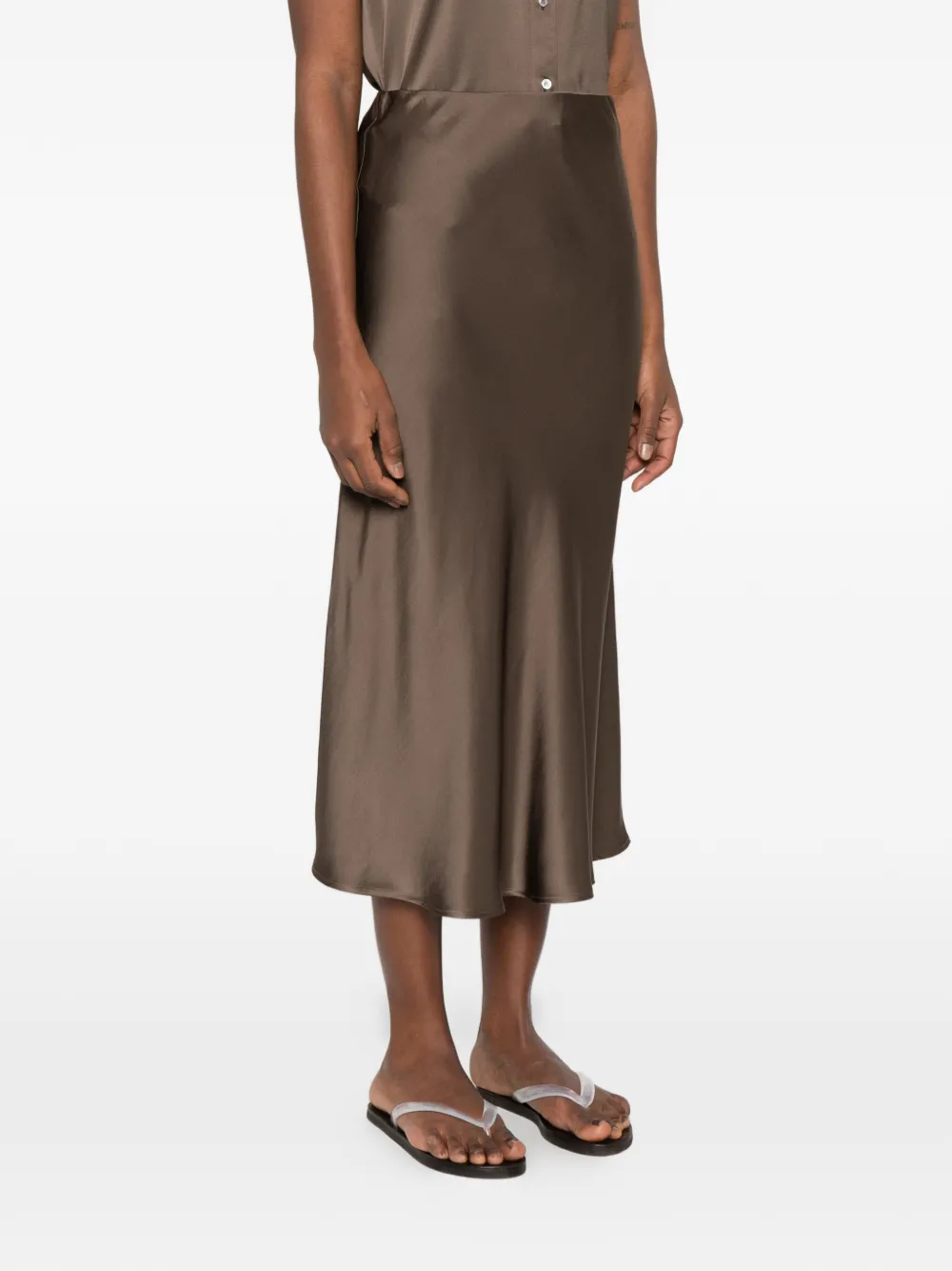  Ottod'ame Elastic-waistband Midi Skirt - Brown 