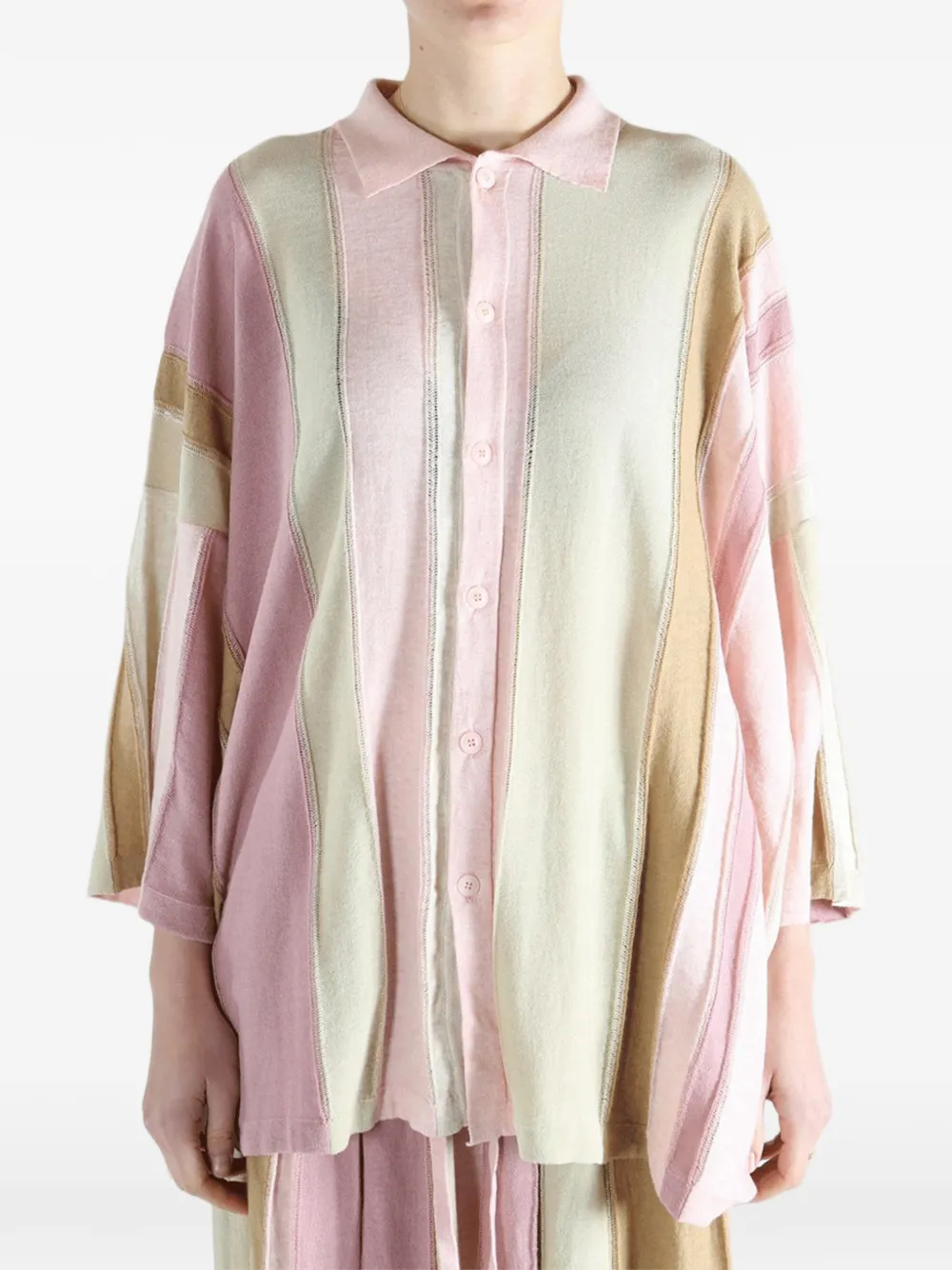  Casey Casey Striped Buttoned Shirt - Pink 