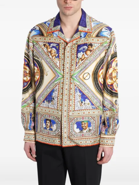 Casablanca cuban-collar print shirt