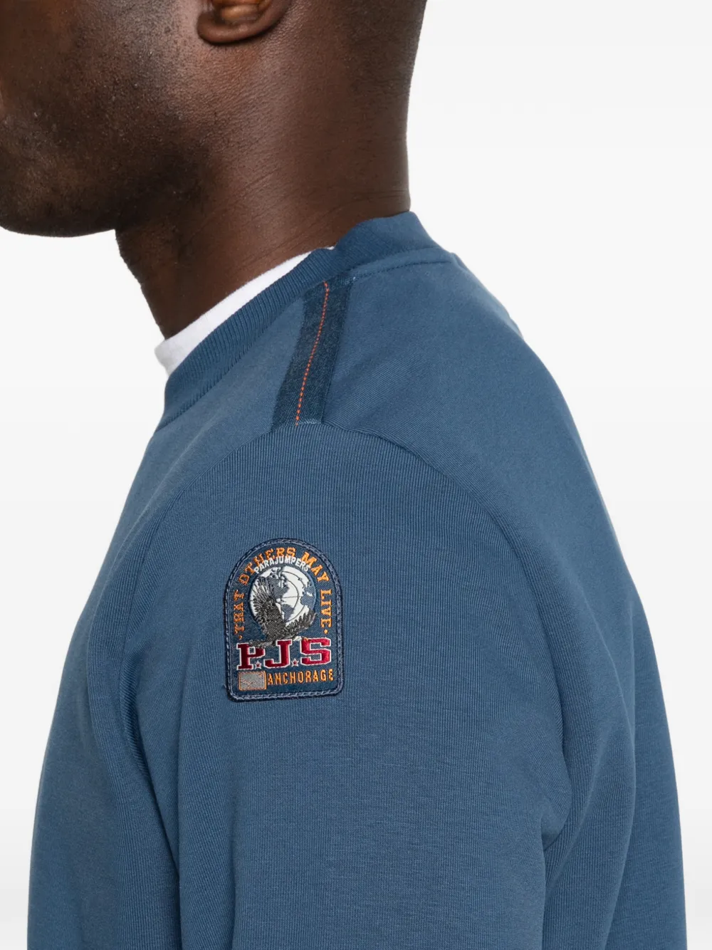 Parajumpers Sweater met patch en ronde hals Blauw