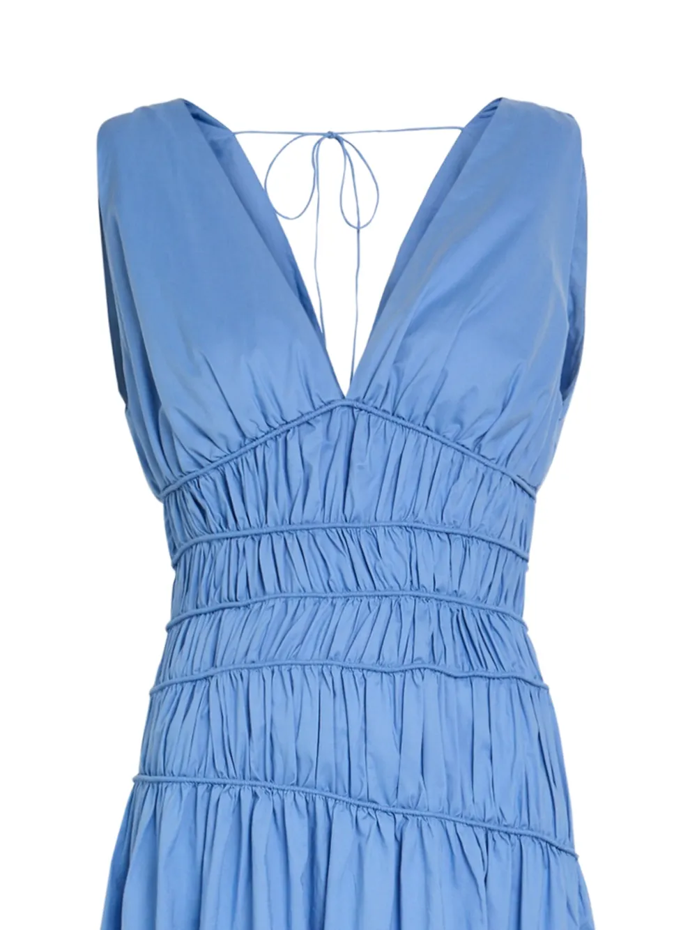 Faithfull Saja gesmockte maxi-jurk met V-hals Blauw