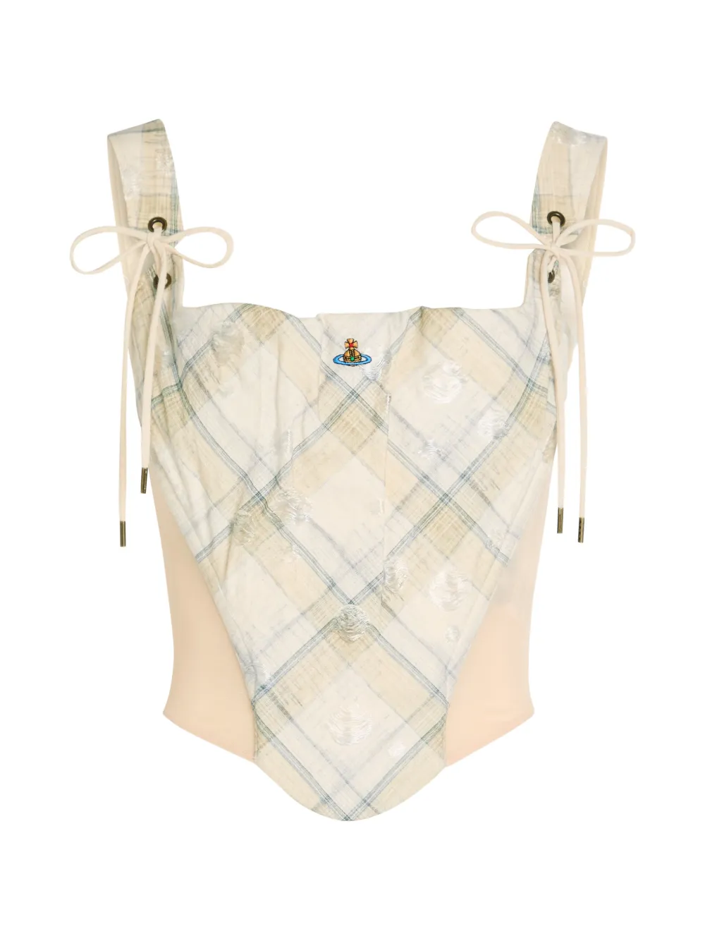 Vivienne Westwood Puppy plaid logo-detail top - Toni neutri