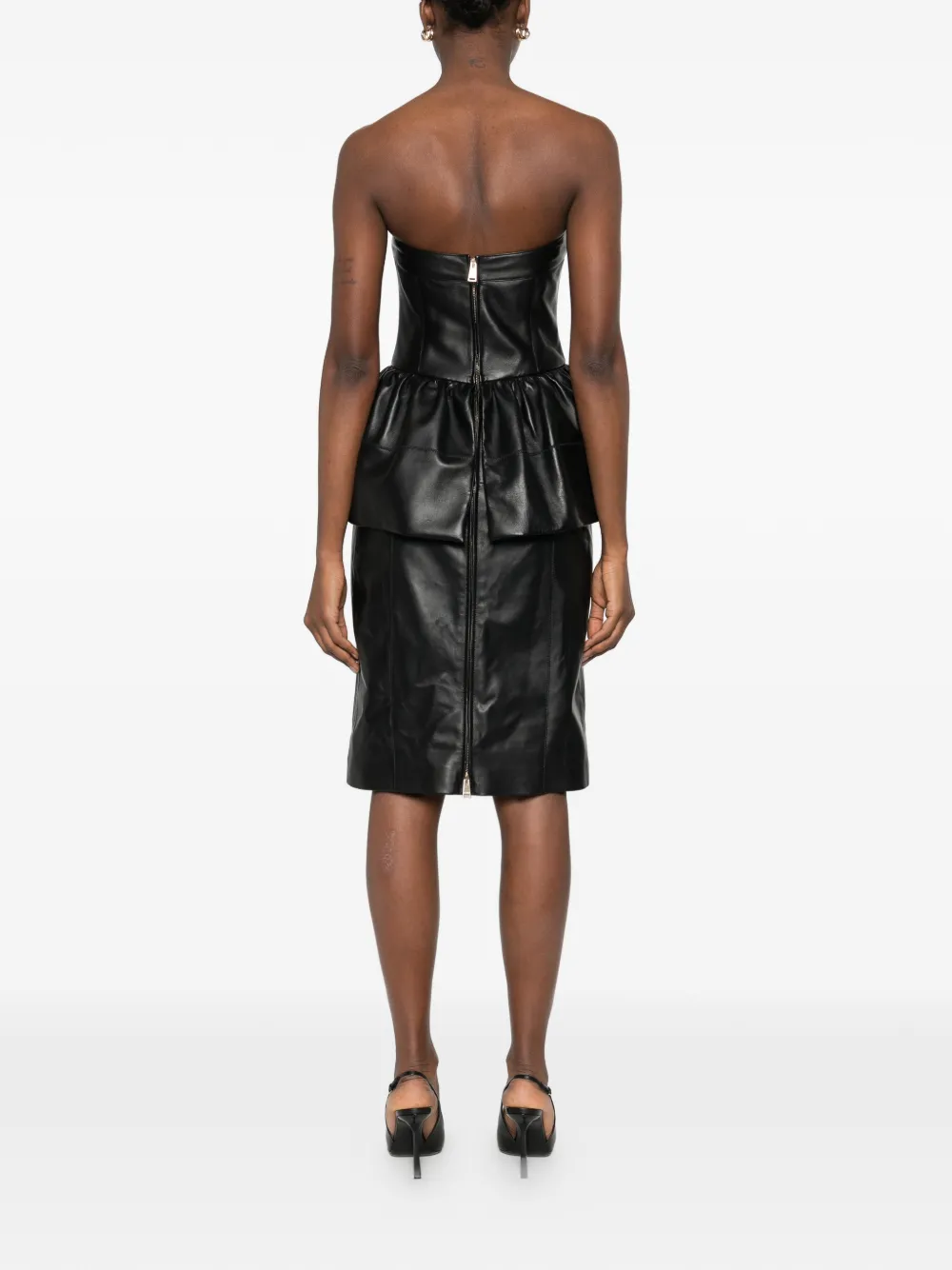 FENDI Strapless midi-jurk met peplum Zwart