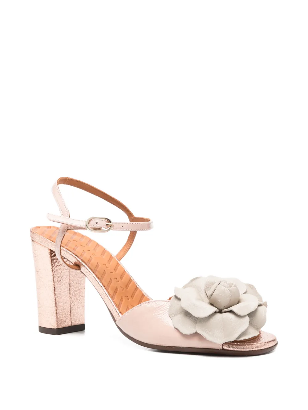 Chie Mihara Biuty flower block-heel sandals Roze