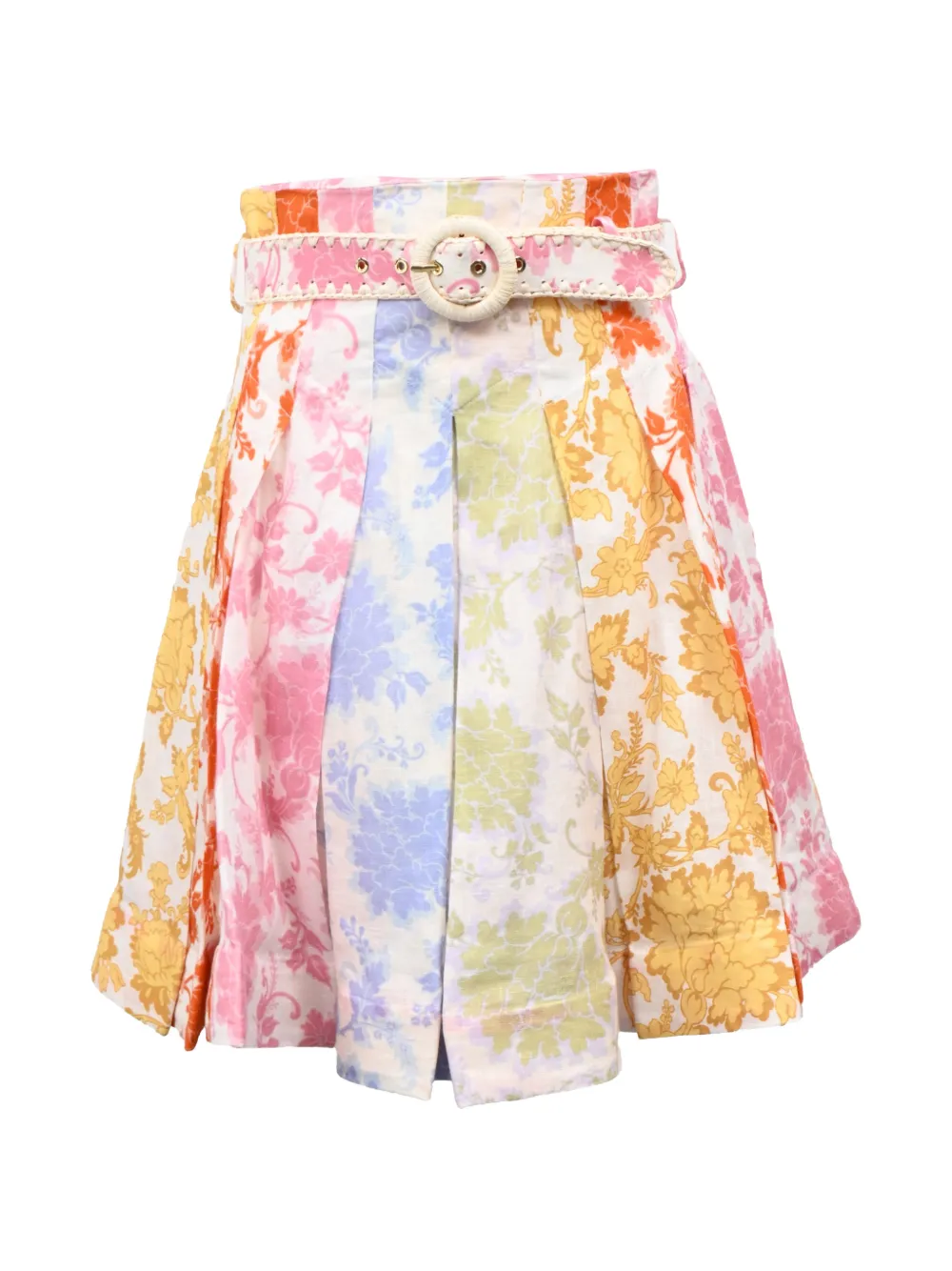 ZIMMERMANN floral-print pleated skirt - Bianco