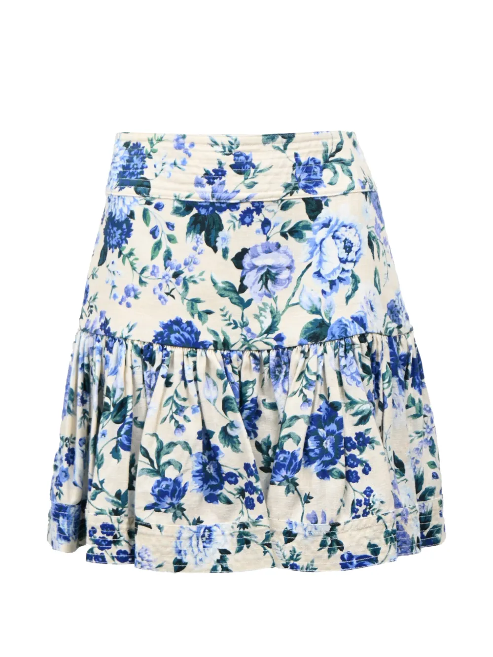ZIMMERMANN Moncur Flounce floral-print mini skirt - Bianco
