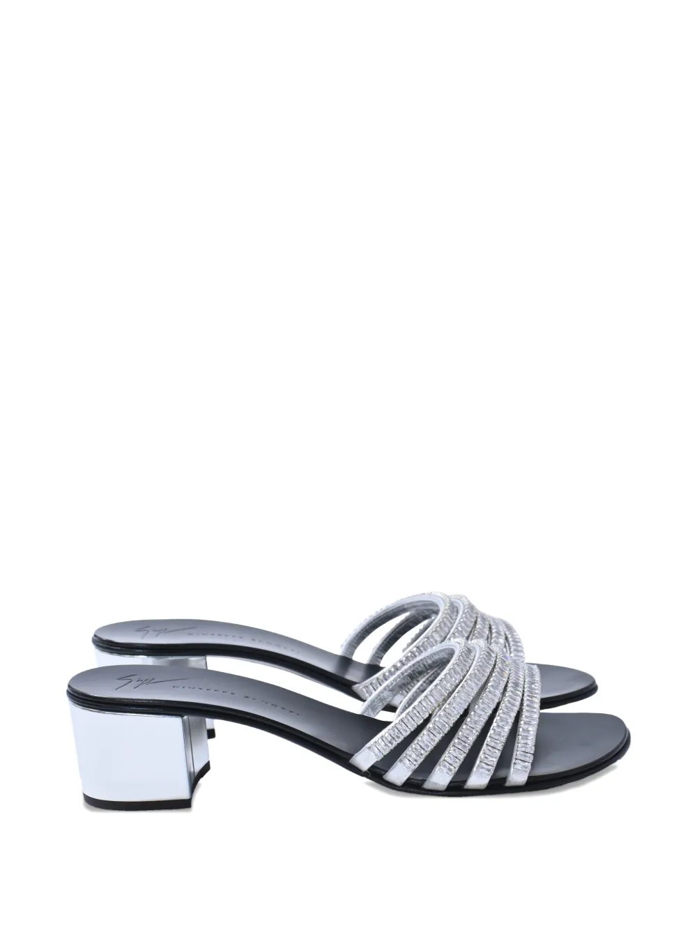 Pre-owned Giuseppe Zanotti Vintage Crystal-embellished Sandals In Silver