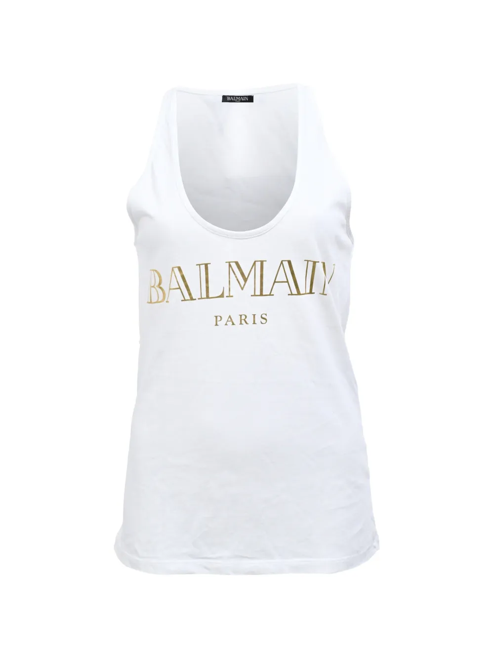Balmain Pre-Owned logo-print tank top - Bianco