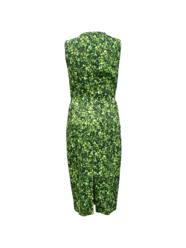 green michael kors dress Vintage foliage-print Midi | fall bridesmaid dresses