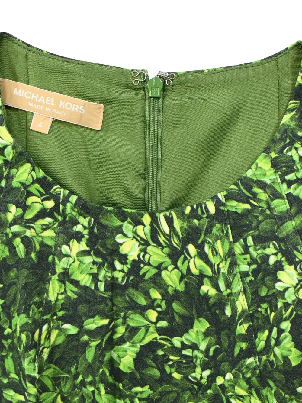 Foliage-Print Midi Dress