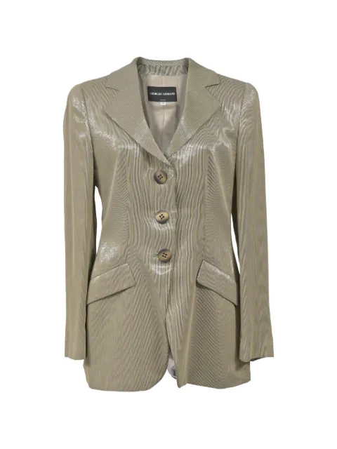 Giorgio Armani Pre-Owned بليزر مخطط شفاف بصف أزرار