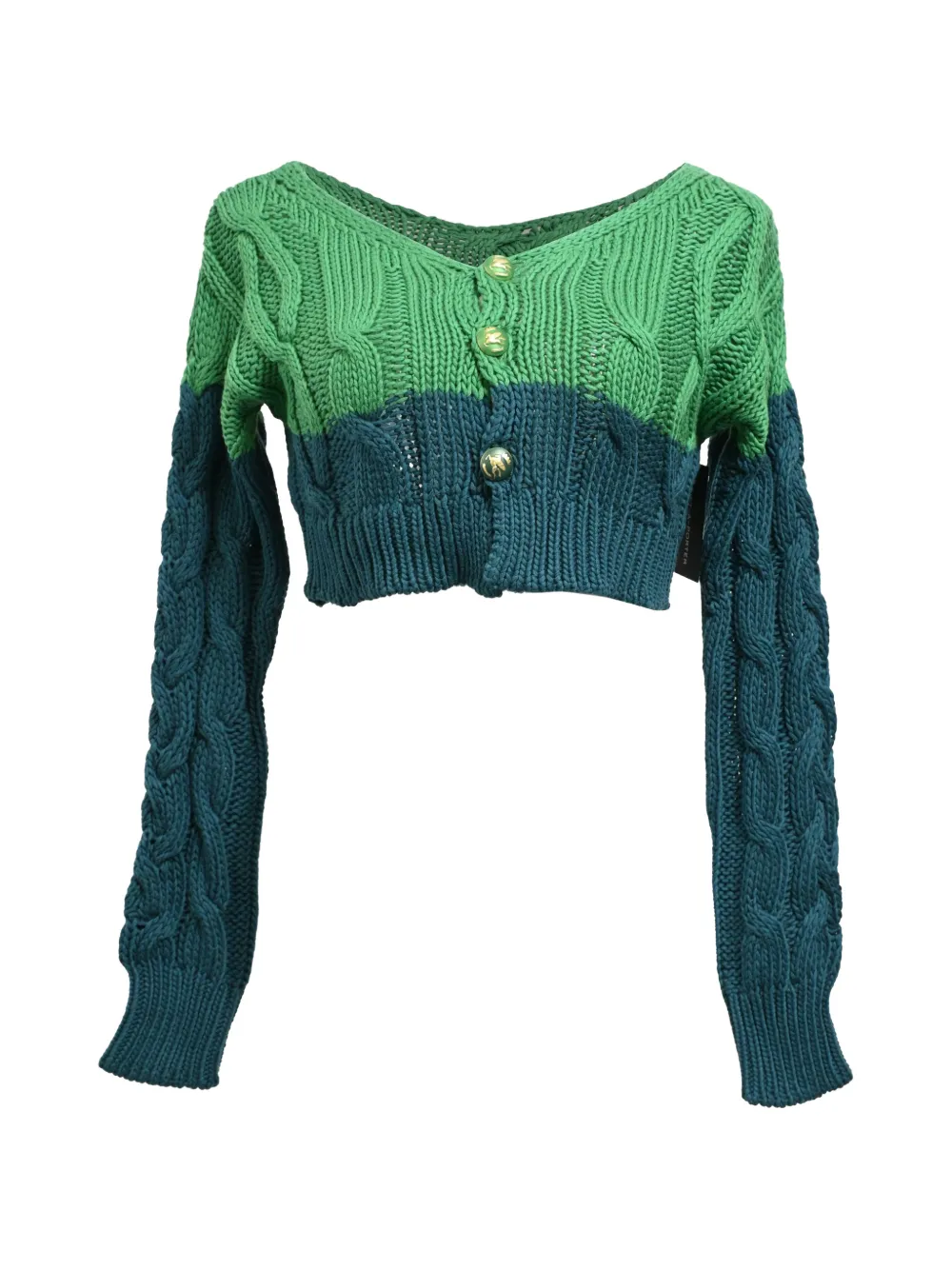 Etro Vintage two-tone cable-knit cardigan - Verde