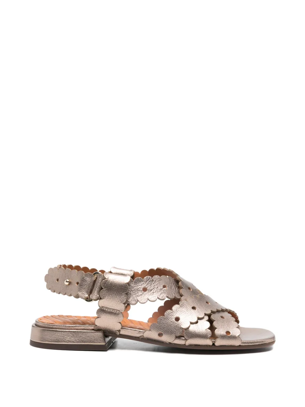 Chie Mihara scalloped-hem sandals - Oro