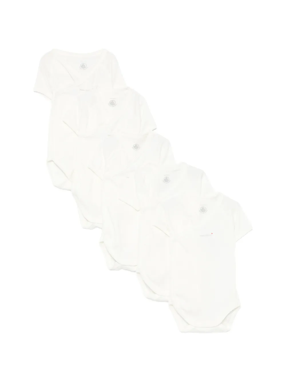 Petit Bateau wrap-design bodies (set of five) - Bianco