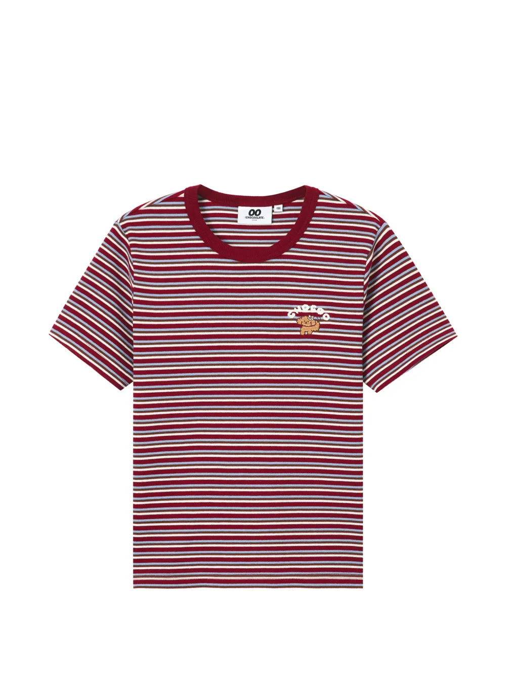 CHOCOOLATE striped embroidered-detail cotton T-shirt - Rot