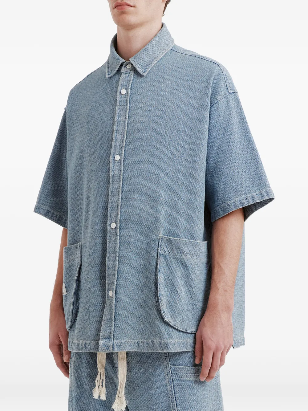  Five Cm Patch-pocket Short-sleeve Shirt - Blue 