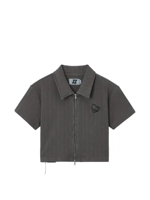 izzue zip-up ribbed top