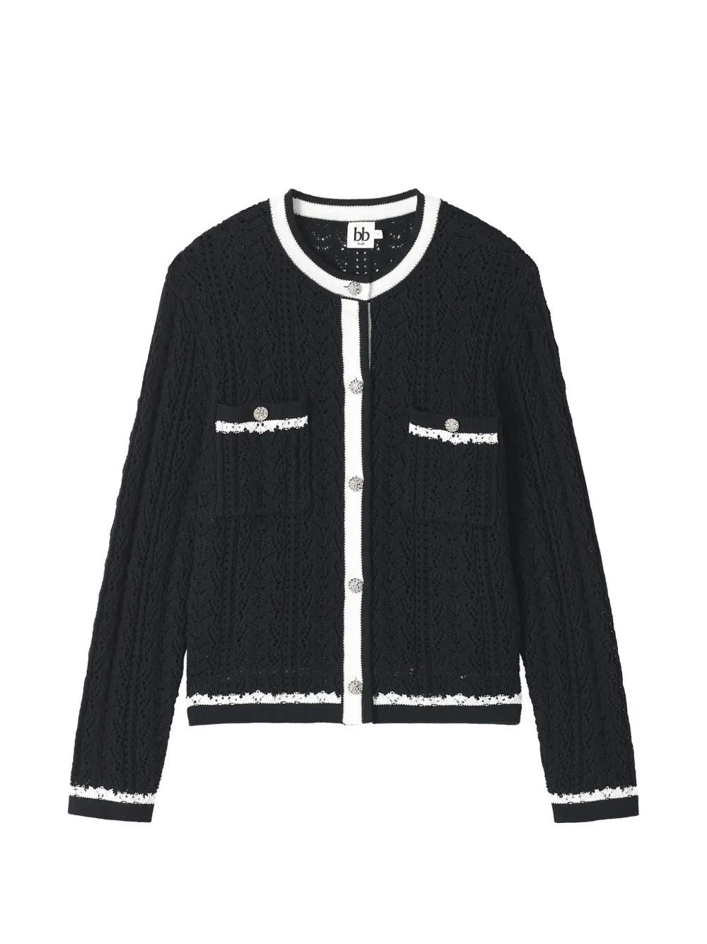 b+ab contrasting-trim cardigan - Nero