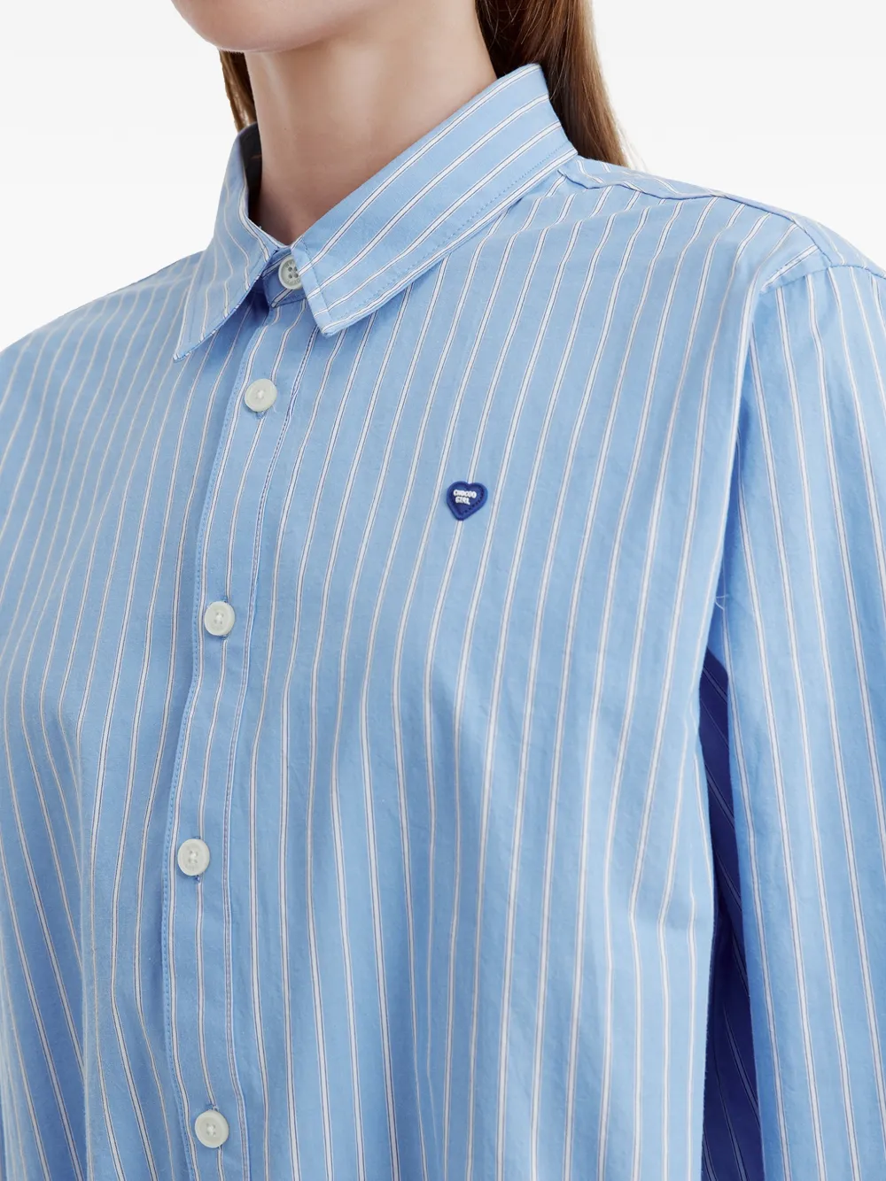 Striped Drawstring-Details Cotton Shirt