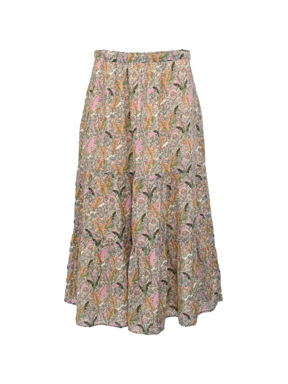 Ba&Sh Julia floral-print ruffled midi skirt - Verde