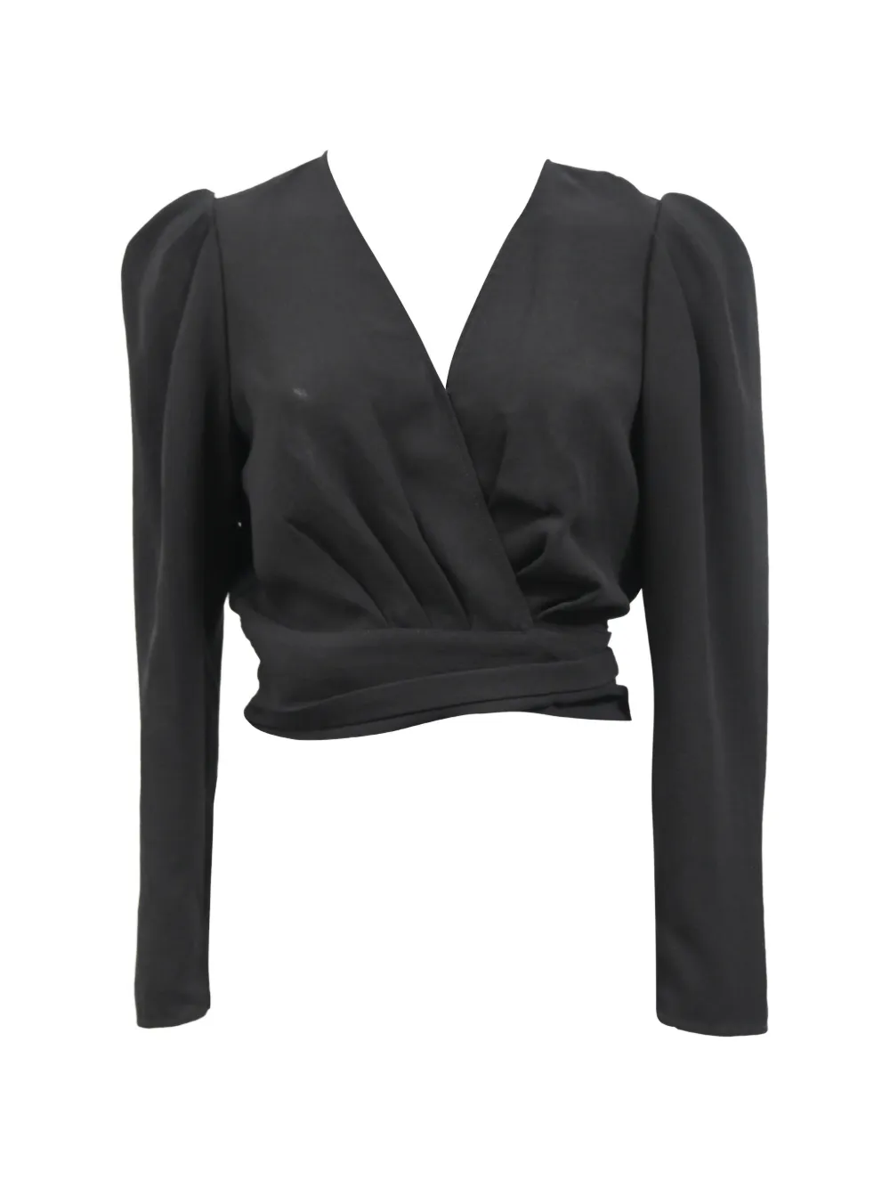 Pre-owned Ba&sh Oxane Pleated Wrap Blouse In Black